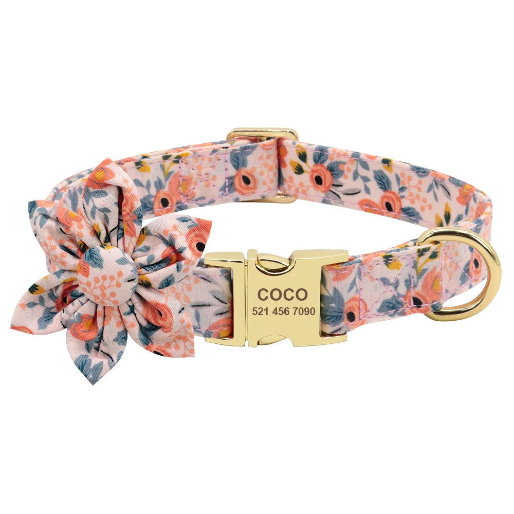 Personalized Nylon Dog Collar with Engraved ID Tag – Custom Printed Pet Collar for Small, Medium & Large Dogs