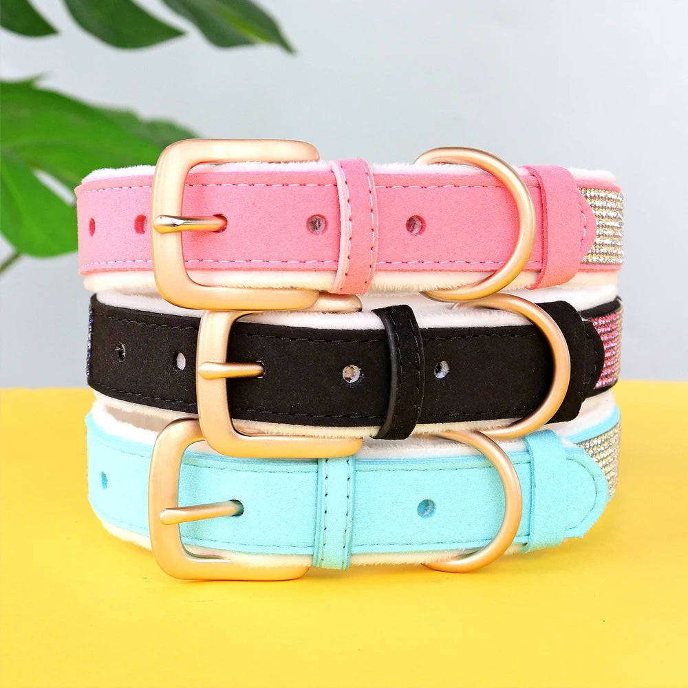 Personalized Dog Tag Collar – Bling Rhinestone Nylon Pet Collar with Soft Padded Lining, Free Engraving for Small Medium Dogs & Cats