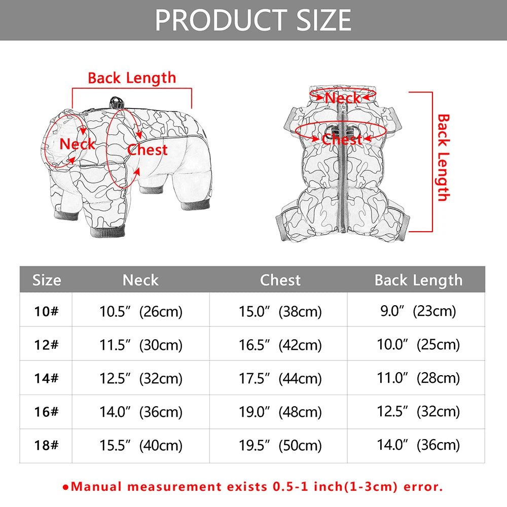 Waterproof Warm Dog Clothes – Winter Jumpsuit for Small, Medium & Large Dogs
