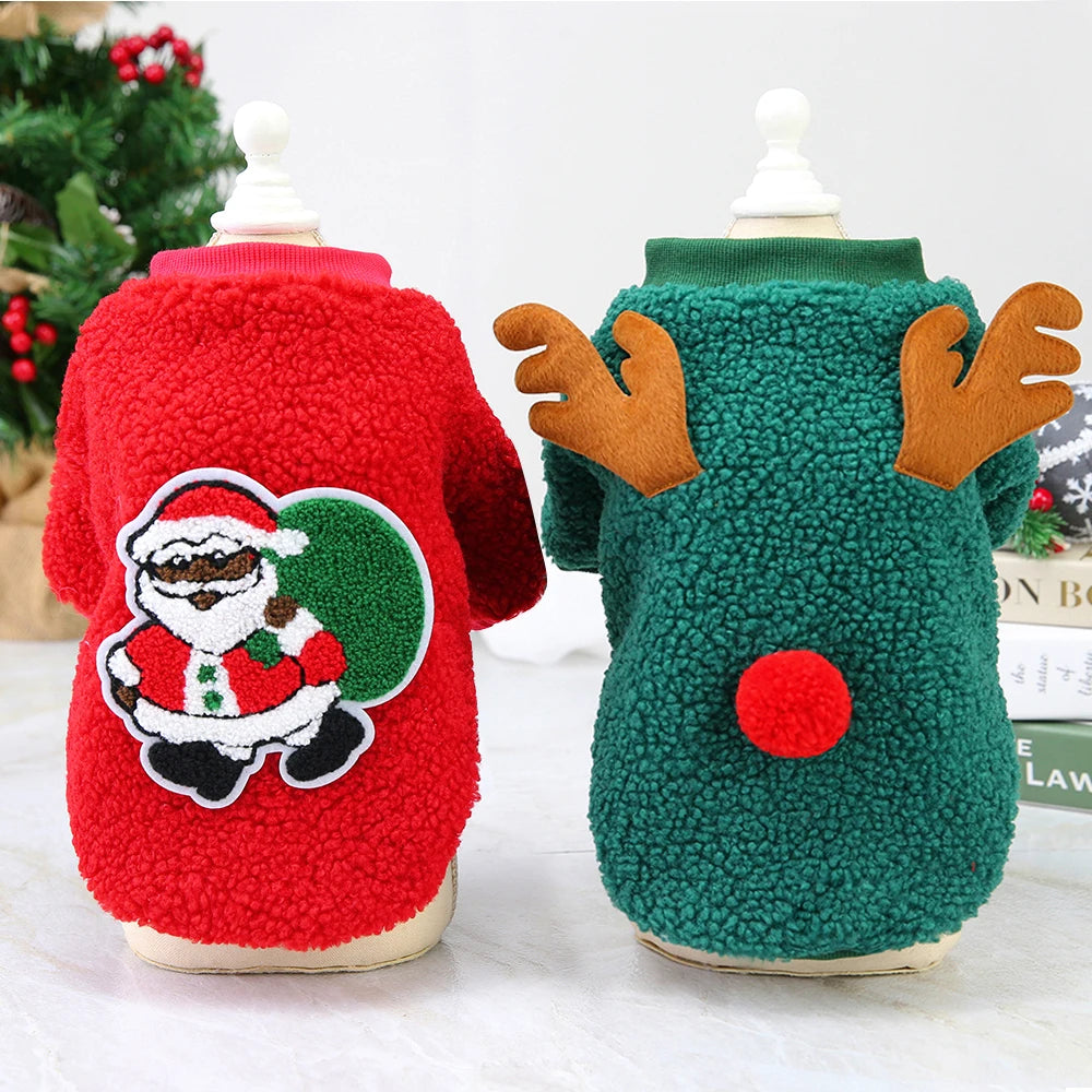 Christmas Dog Clothes – Soft Fleece Puppy & Cat Winter Outfit