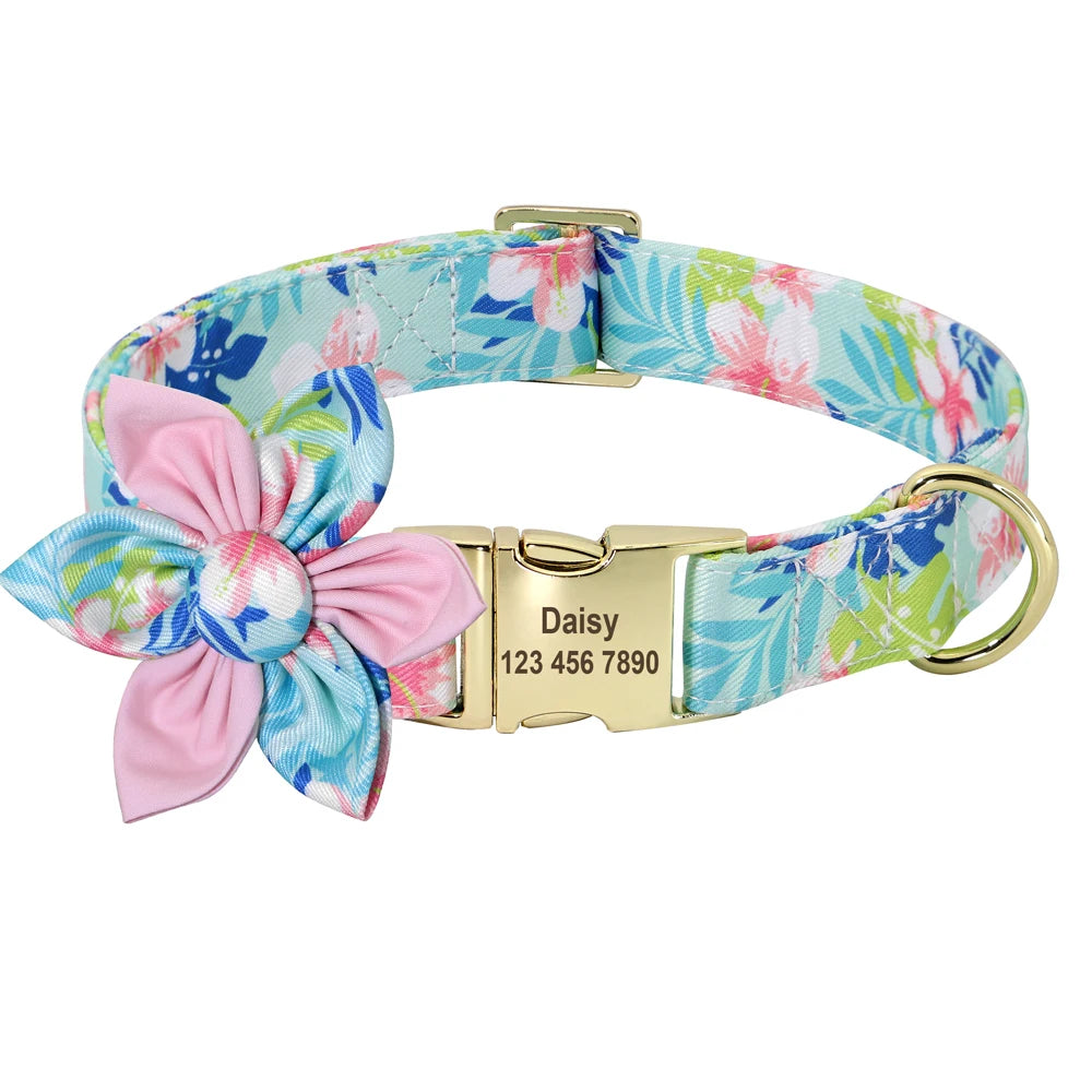 Personalized Nylon Dog Collar with Engraved ID Tag – Custom Printed Pet Collar for Small, Medium & Large Dogs
