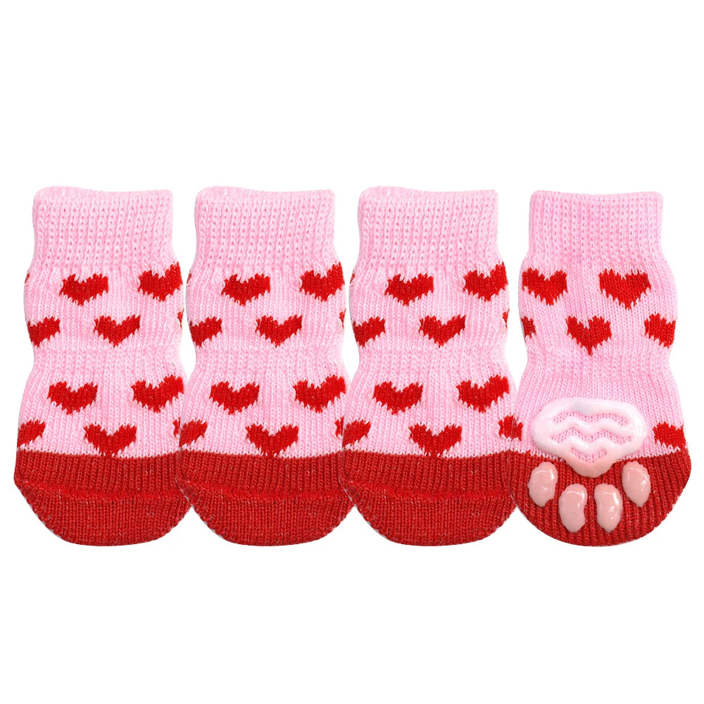 4pcs Set – Cute Anti-Slip Knit Socks for Dogs & Cats