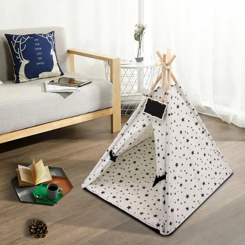Pet Tent House Cat Bed Portable Dog Cat Teepee Portable Puppy Kitten Indoor Outdoor Kennels For Pet Cats Tent Small Animals Bed