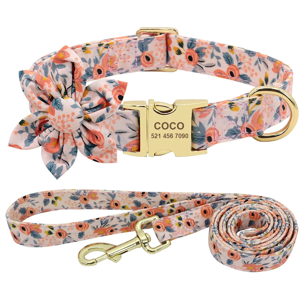 Personalized Nylon Dog Collar with Engraved ID Tag – Custom Printed Pet Collar for Small, Medium & Large Dogs