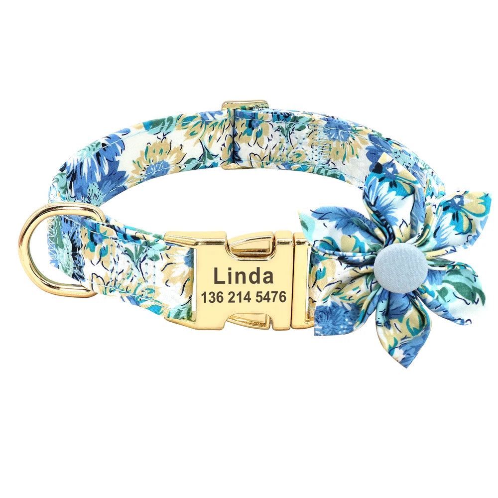 Personalized Nylon Dog Collar with Engraved ID Tag – Custom Printed Pet Collar for Small, Medium & Large Dogs