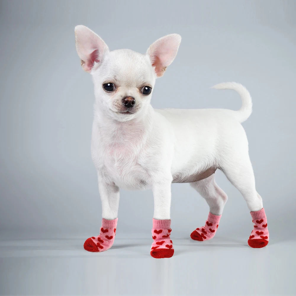 4pcs Set – Cute Anti-Slip Knit Socks for Dogs & Cats