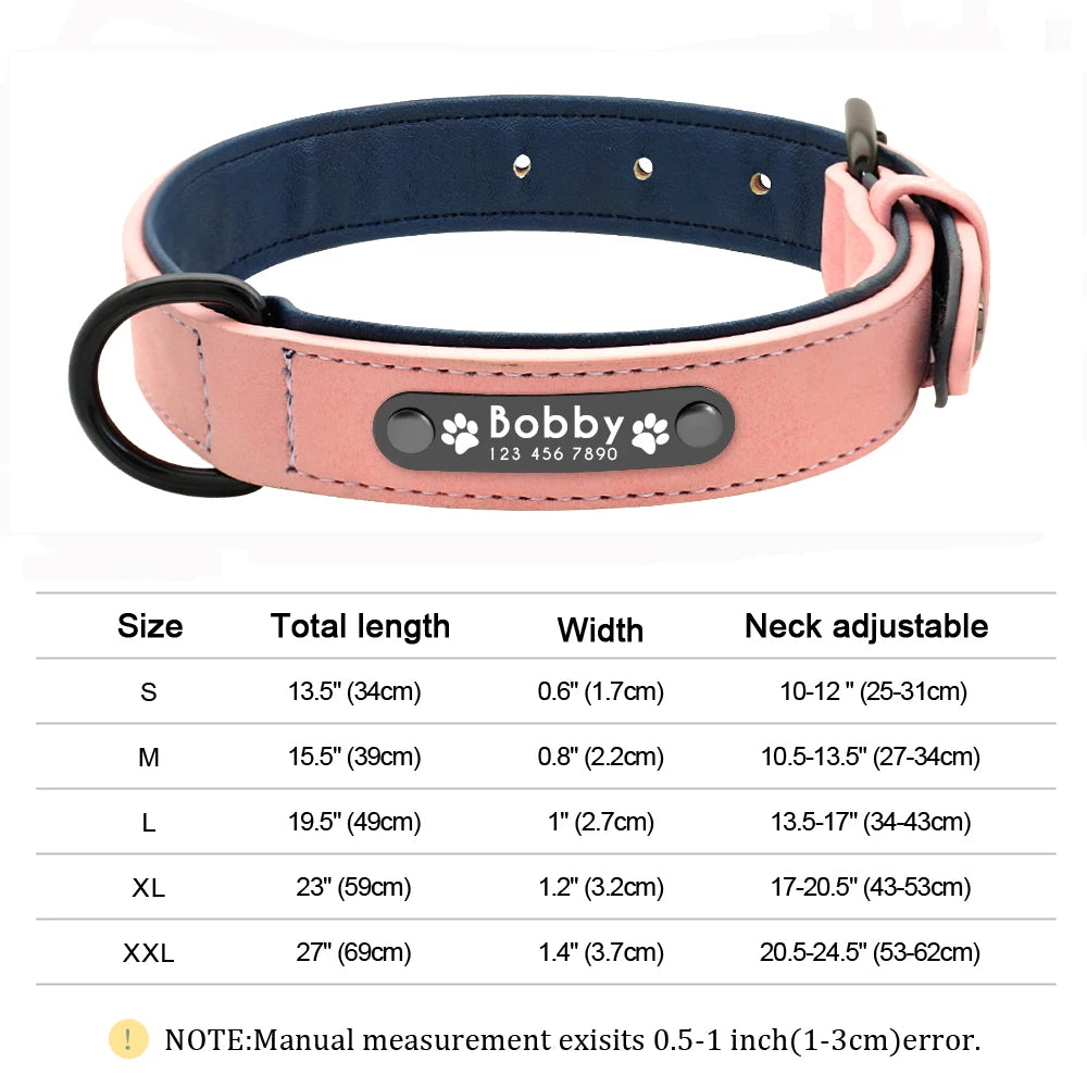 Custom Leather Dog Collar – Personalized with Free Engraving | XS–XXL Sizes