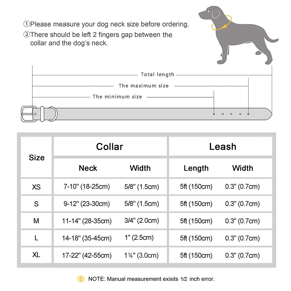 ✨ Personalized Dog Collar & Leash Set – Custom Engraved PU Leather for Small to Large Dogs (Pitbull-Friendly!)