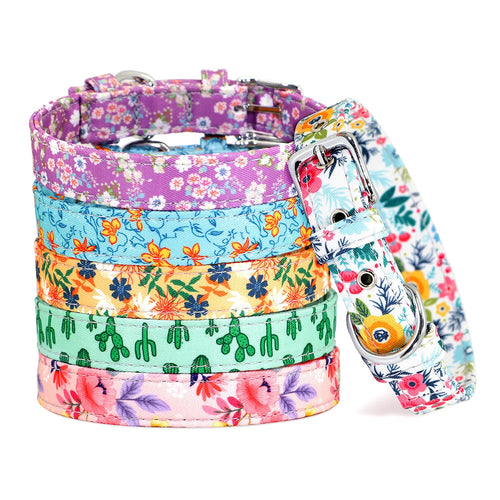 12 Styles Nylon Floral Printed Dog Collar – Bohemian Adjustable Small Puppy & Cat Collar – Chihuahua Pet Supplies Accessories