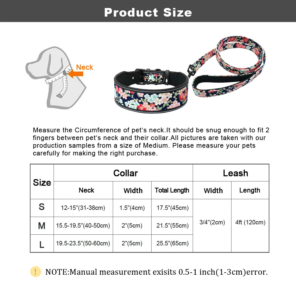 Reflective Padded Dog Collar & Leash Set – Fashionable, Adjustable, Comfortable