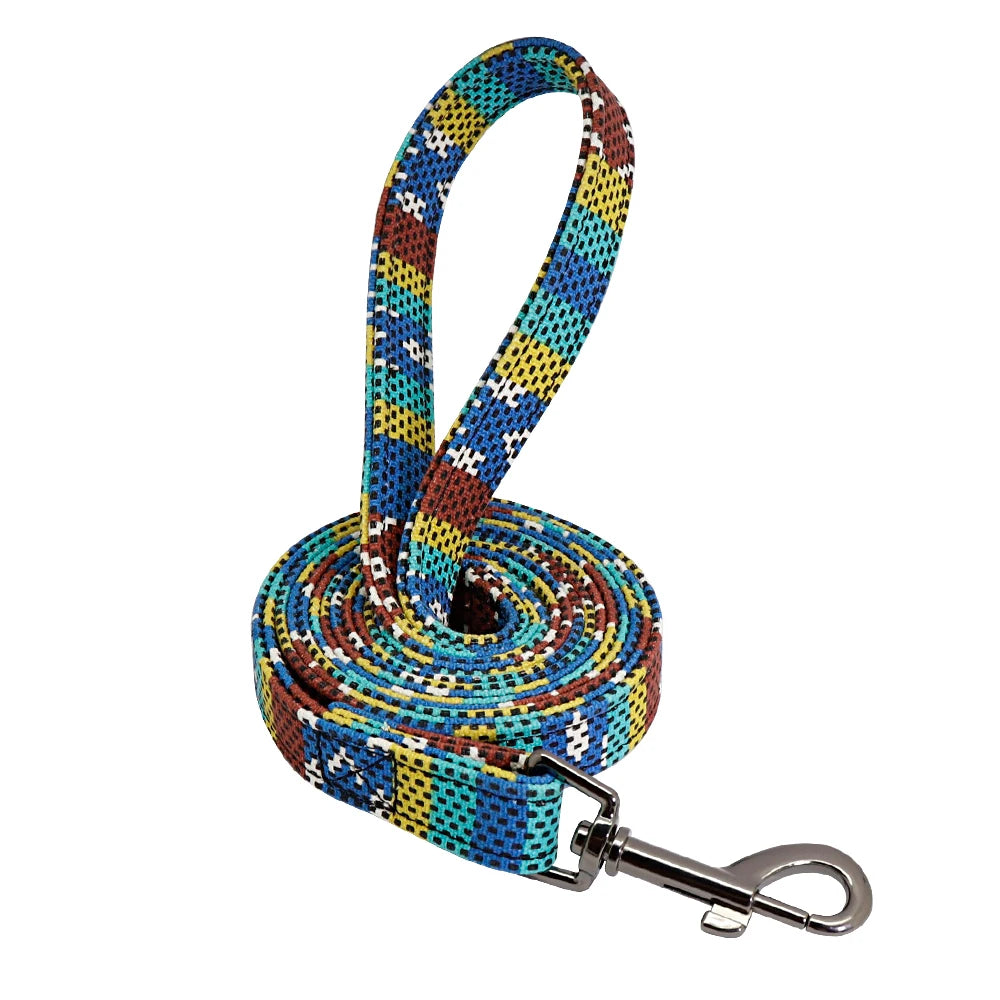 Durable Nylon Printed Dog Leash – 5 Colors Rope Lead for Small, Medium & Large Dogs (Walking, Training & Running)