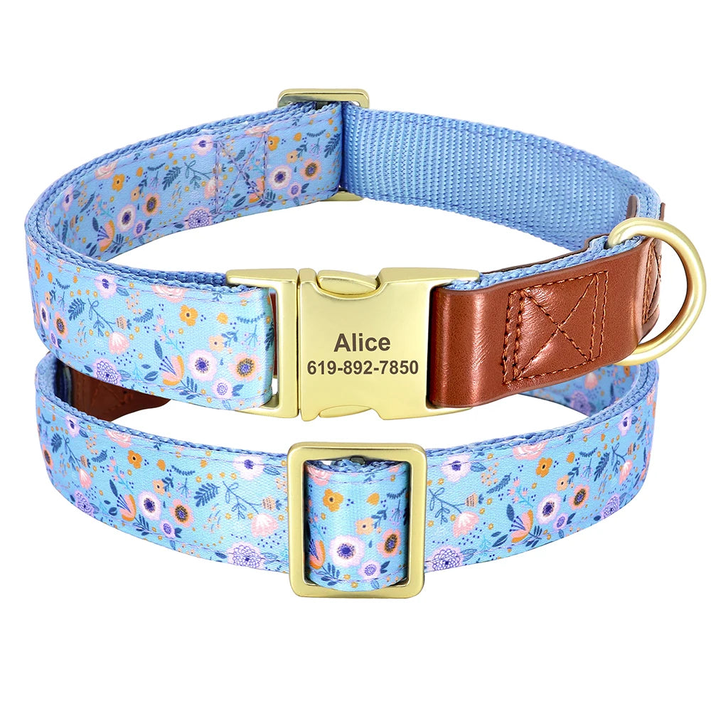 Personalized Dog Collar – Engraved Nylon &amp; PU Leather with Custom ID Tag