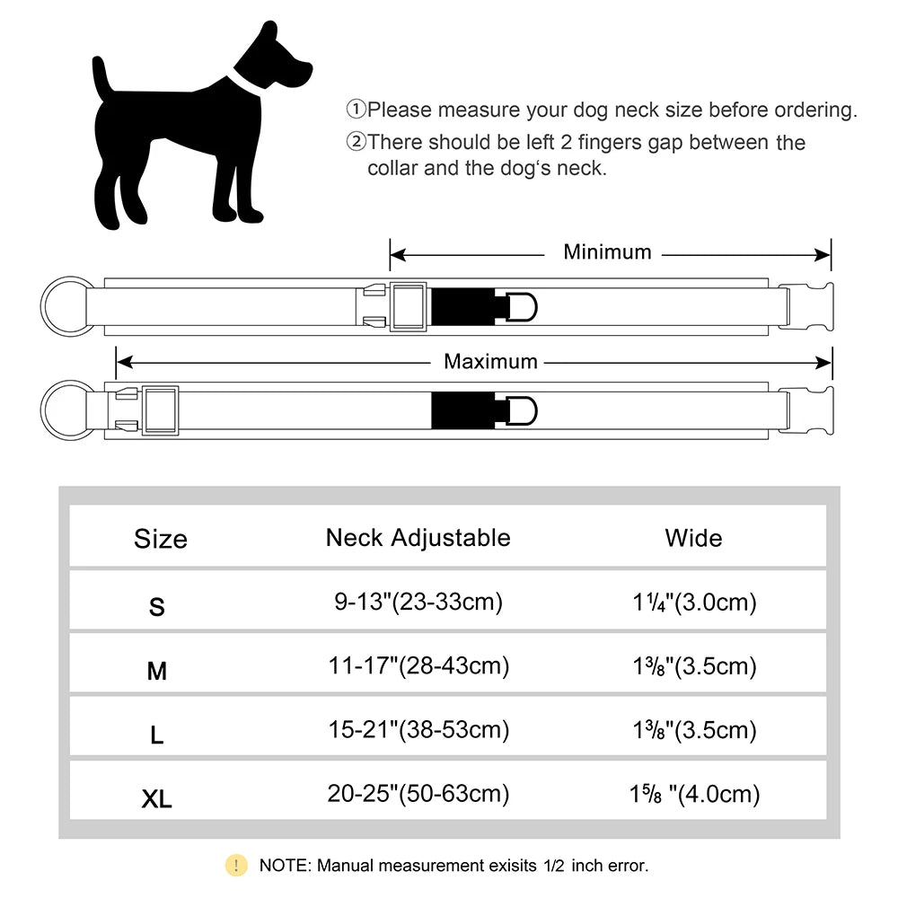 Personalized Nylon Dog Collar – Adjustable Soft Padded Pet ID Collar for Small, Medium & Large Dogs