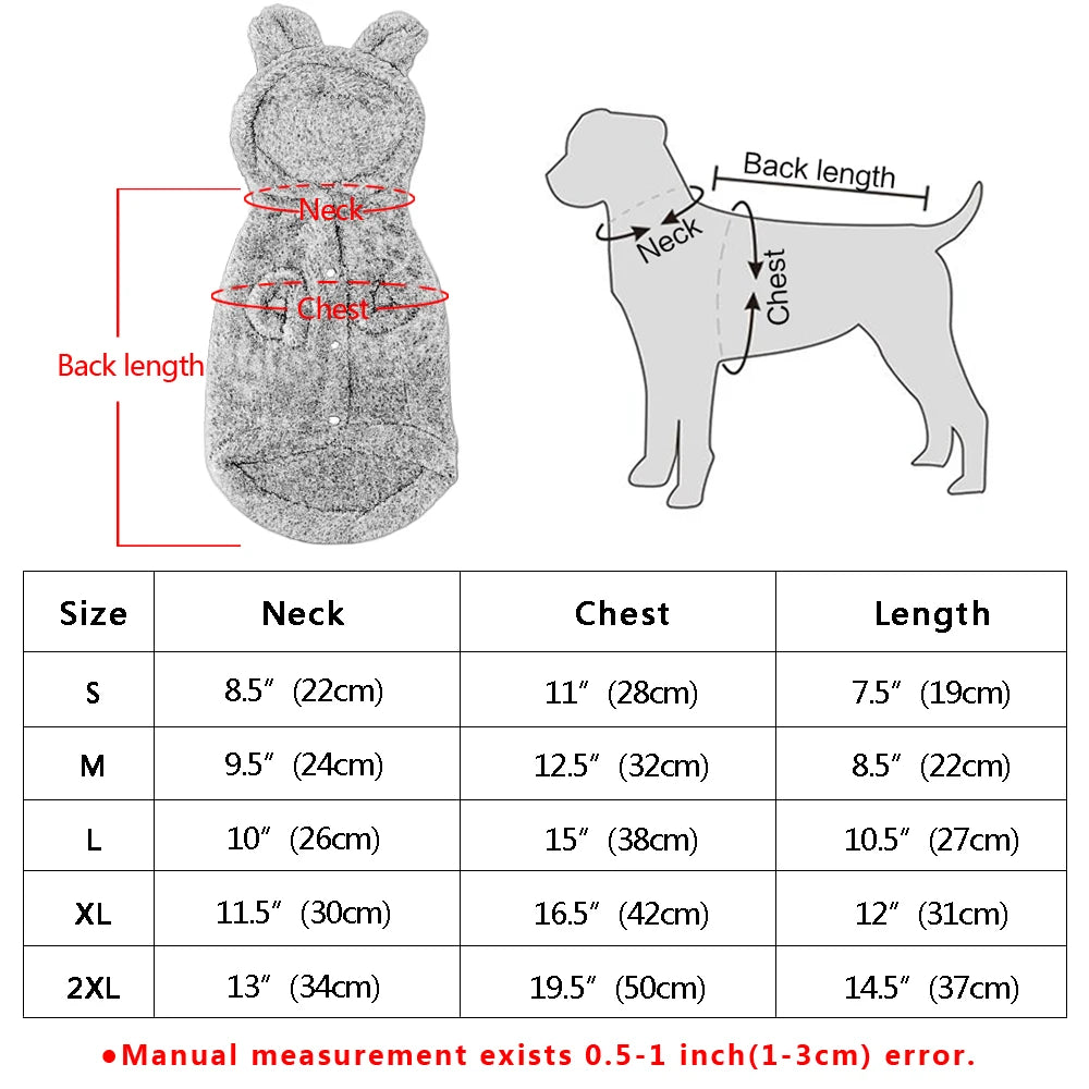 Warm Cat & Puppy Winter Coat – Soft Fleece Jacket Costume for Small & Medium Pets (Pink/Gray, S–2XL)