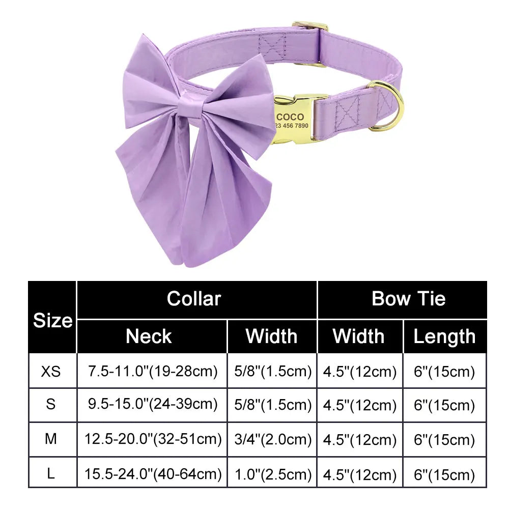✨ Personalized Nylon Bowknot Dog Collar – Custom Printed Name Tag for Small & Medium Dogs ✨
