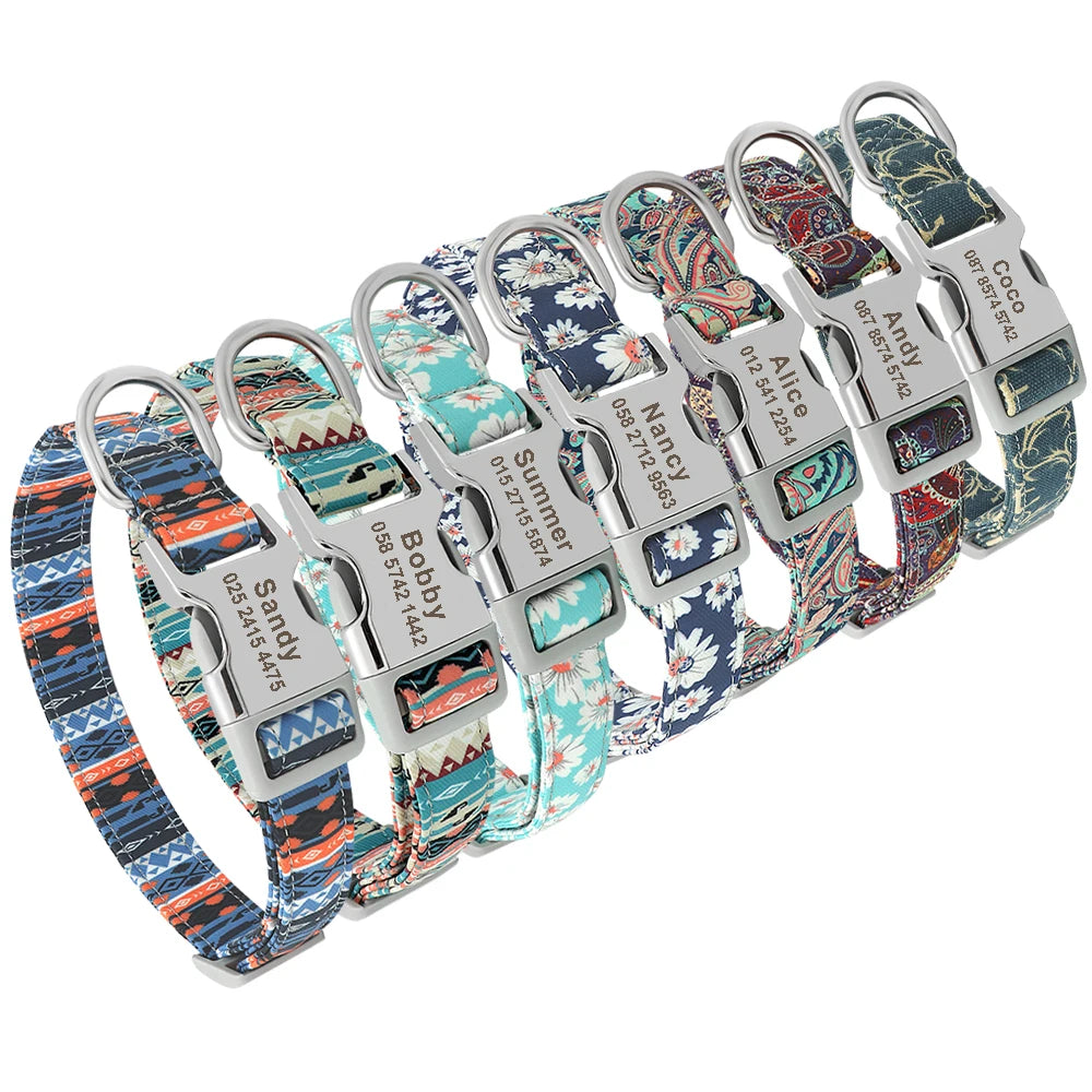 Custom Dog Collar Personalized Pet Dog ID Name Tag Accessories Collars Small Medium Large Nylon Engraved Puppy Dogs Collars S-L