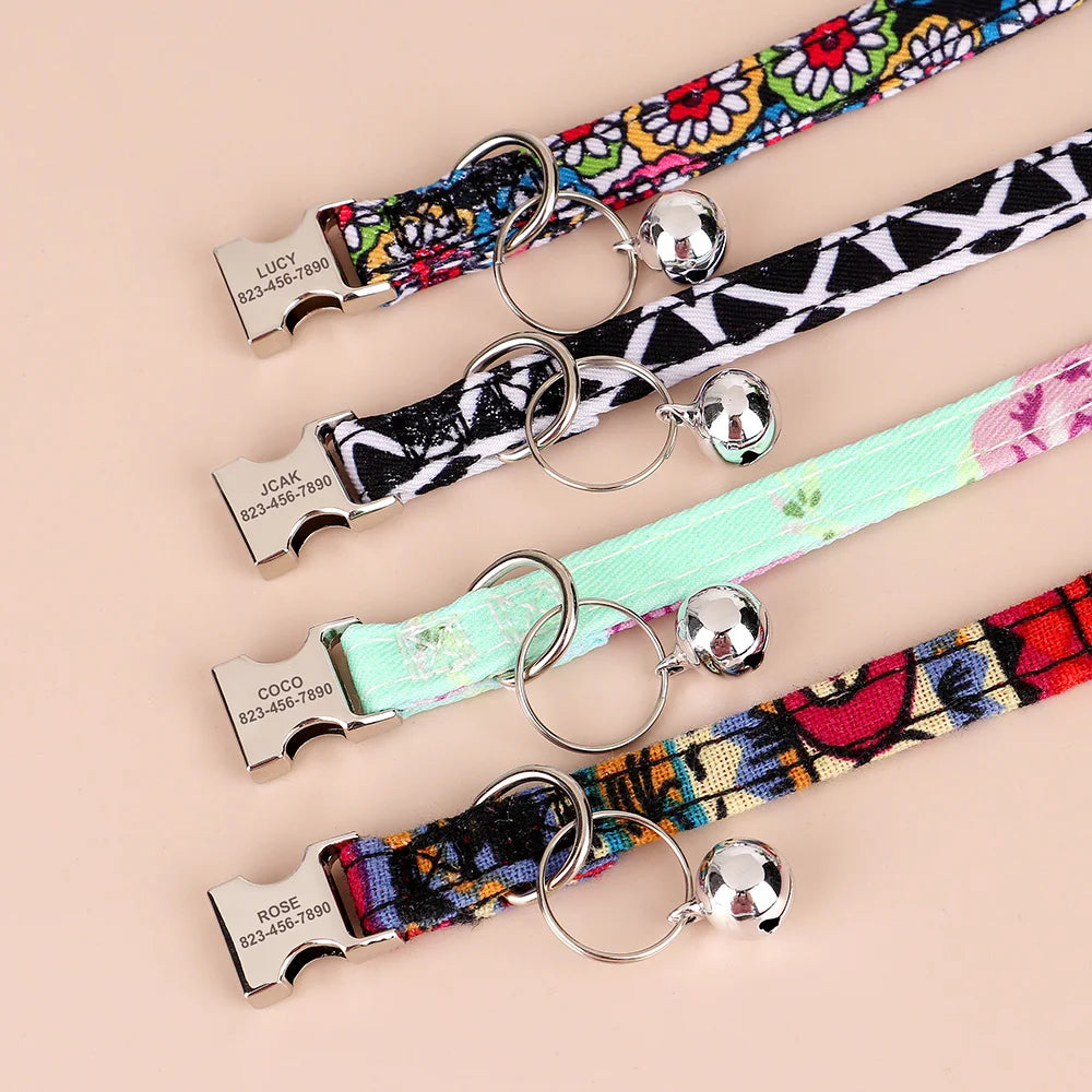 Custom Cat Collar – Personalized ID Collar for Cats &amp; Small Dogs (Free Bell Gift!)