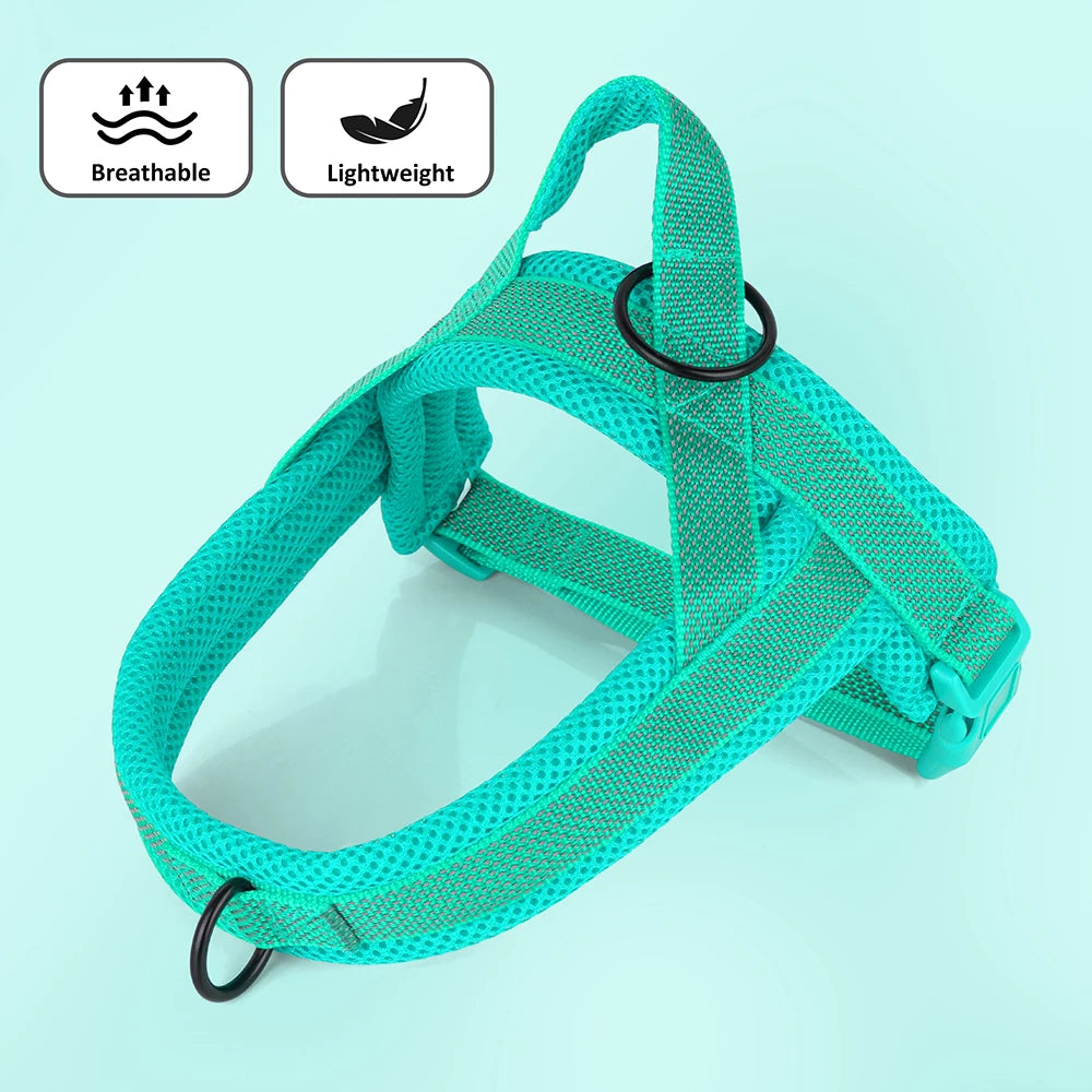 No Pull Nylon Dog Harness Breathable Mesh Pet Harnesses Vest Reflective Strap Harness for Medium Large Dogs Pug Walking Training