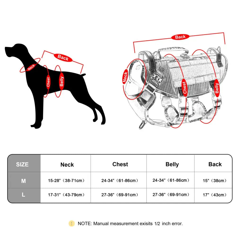 Quick Control Tactical Dog Harness – No Pull Military Training Vest with Handle & Molle System for Medium & Large Dogs