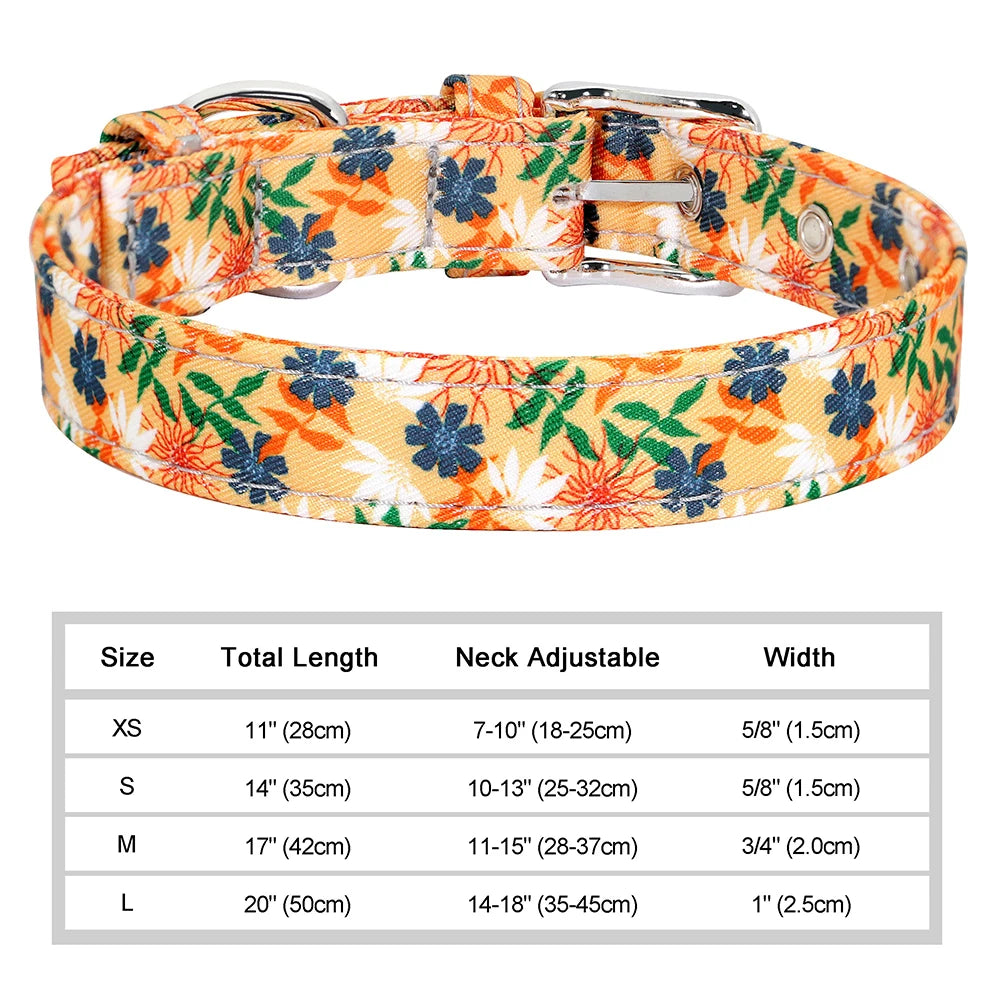 12 Styles Nylon Floral Printed Dog Collar – Bohemian Adjustable Small Puppy & Cat Collar – Chihuahua Pet Supplies Accessories