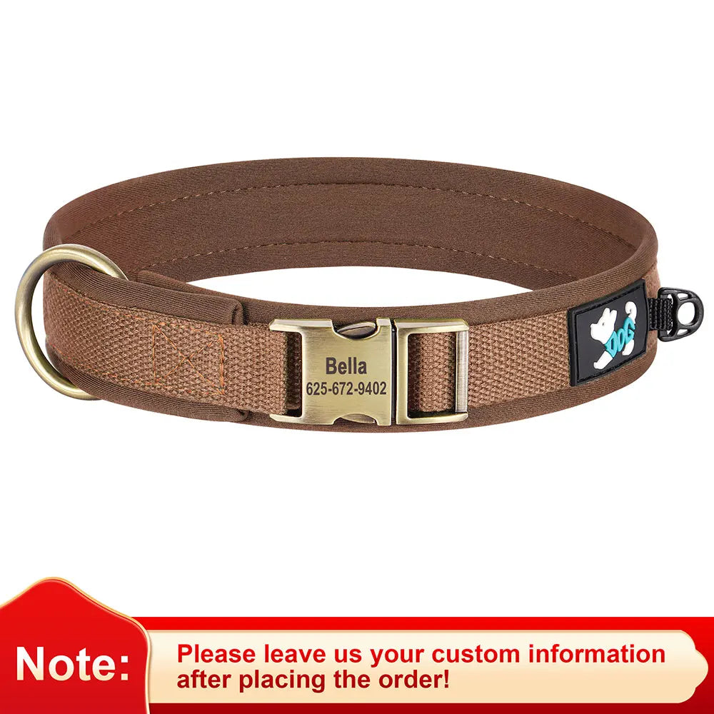 Personalized Nylon Dog Collar – Adjustable Soft Padded Pet ID Collar for Small, Medium & Large Dogs