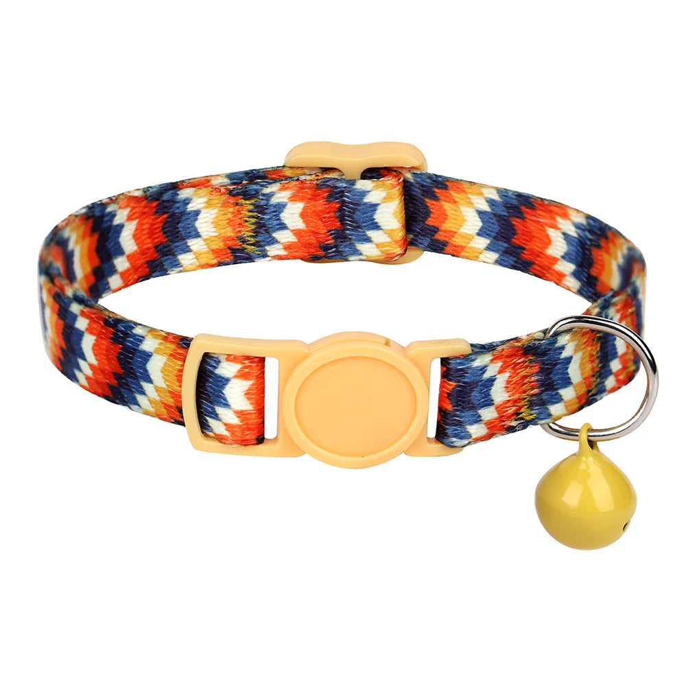 Cute Adjustable Dog & Cat Collar with Bell – Nylon Pet Necklace for Small Dogs & Kittens