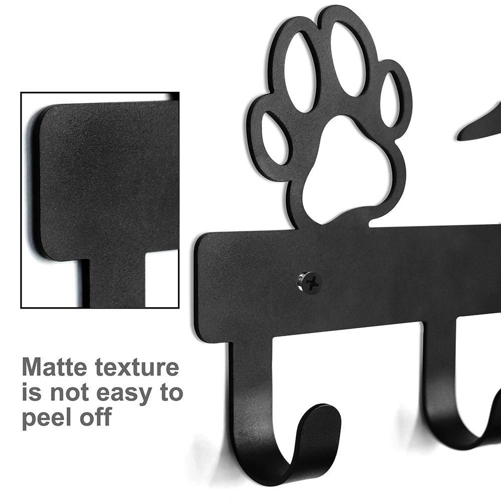 Metal Dog Leash & Key Holder Wall Rack – 4/5/7 Hooks Organizer with Free Nails