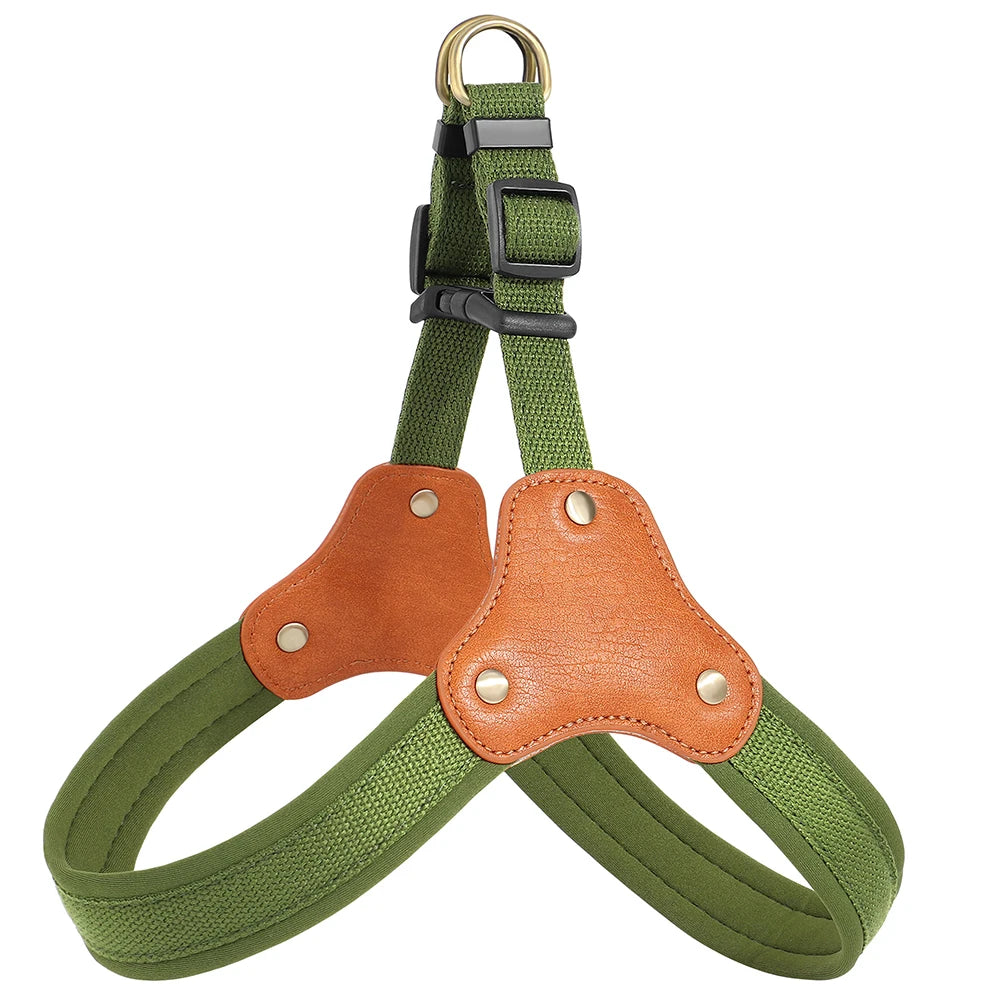 Nylon Leather Padded Dog Harness Vest Durable Pet Harness For Medium Large Dogs French Bulldog Labrador Walking Training