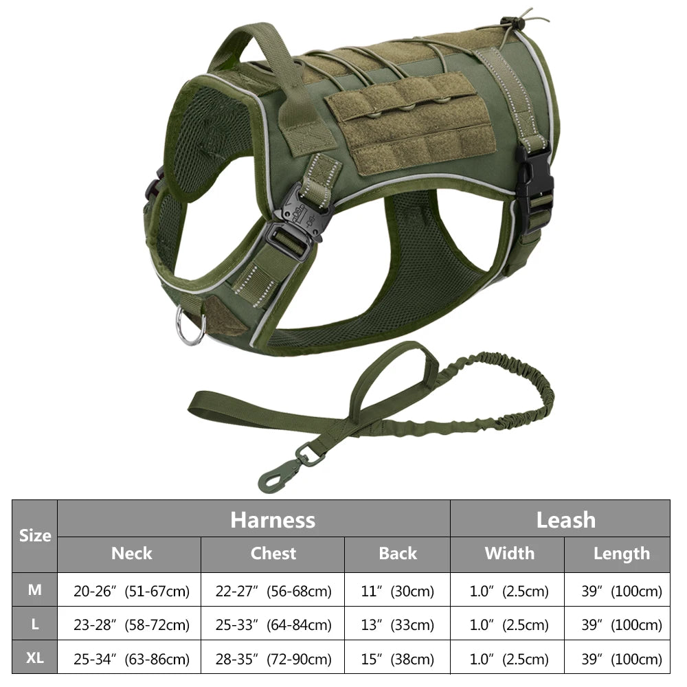 Tactical Dog Harness – No Pull Adjustable Military Training Harness with Handle & Molle System for Medium & Large Dogs
