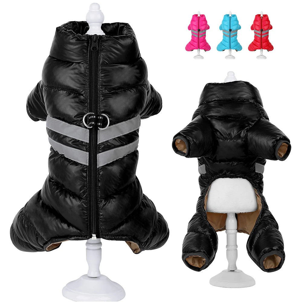 Thick Warm Waterproof Dog Jacket – Winter Coat with Reflective Strips