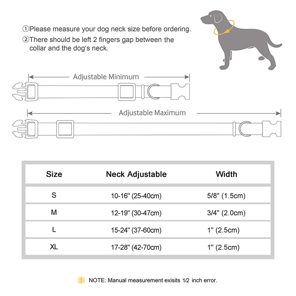 Reflective Personalized Nylon Dog Collar – Custom Embroidered ID Name & Phone – Reflective Adjustable Collar for Small, Medium & Large Dogs