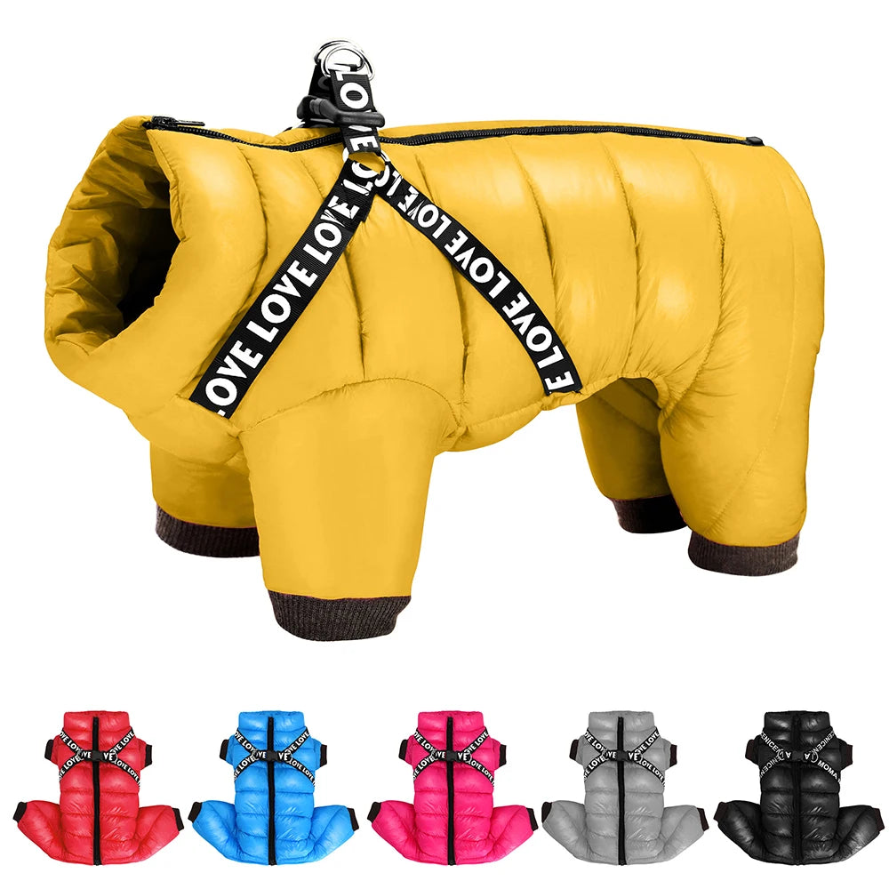 Super Warm Dog Jacket with Built-in Harness – Waterproof Winter Coat for Small & Medium Dogs
