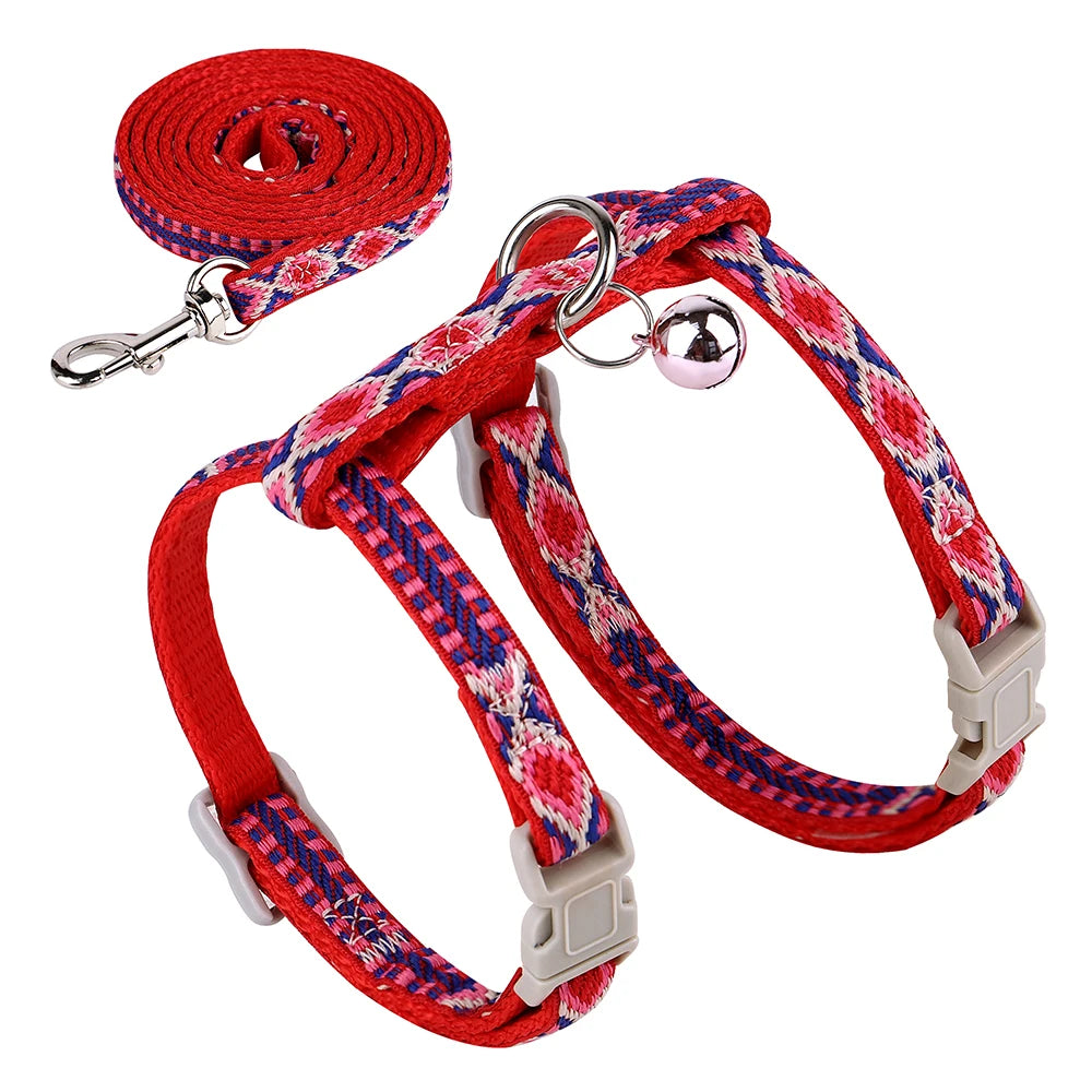 Adjustable Cat Dog Harness and Leash Set Nylon Vest Walking Lead For Kitten Puppy Cats Harness Leash Set Small Dogs Chihuahua