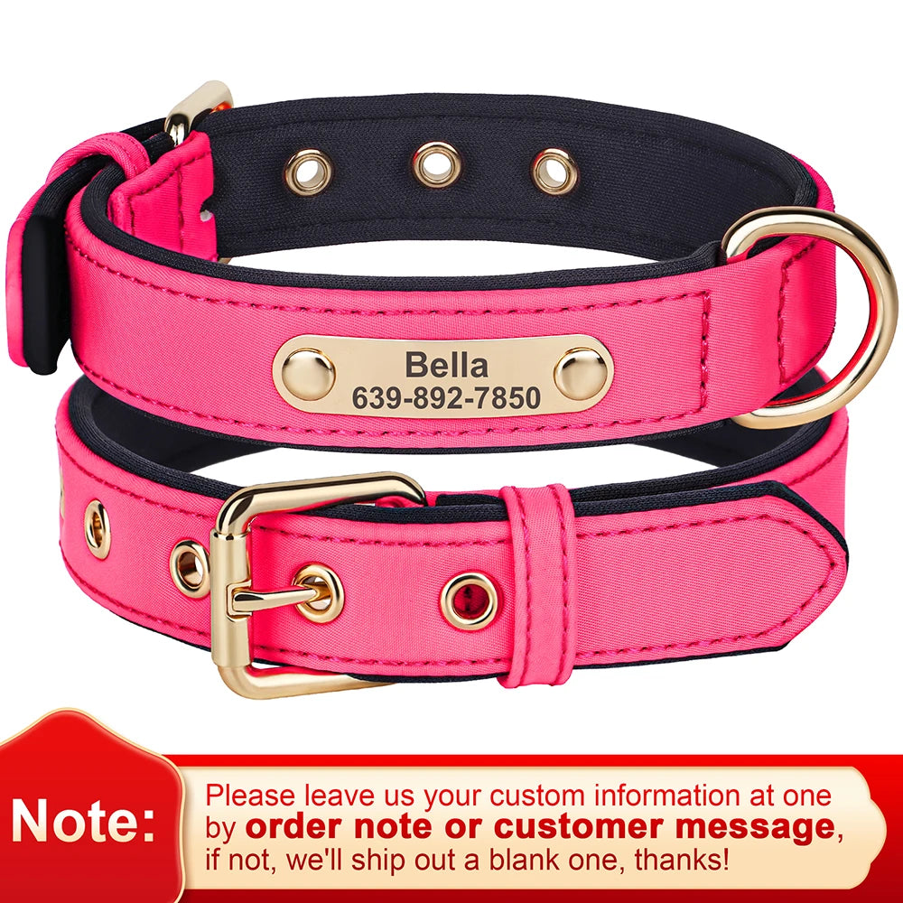 Custom Nylon Dog Collar – Waterproof Personalized Pet Collar with Engraved ID Nameplate for Small & Medium Dogs