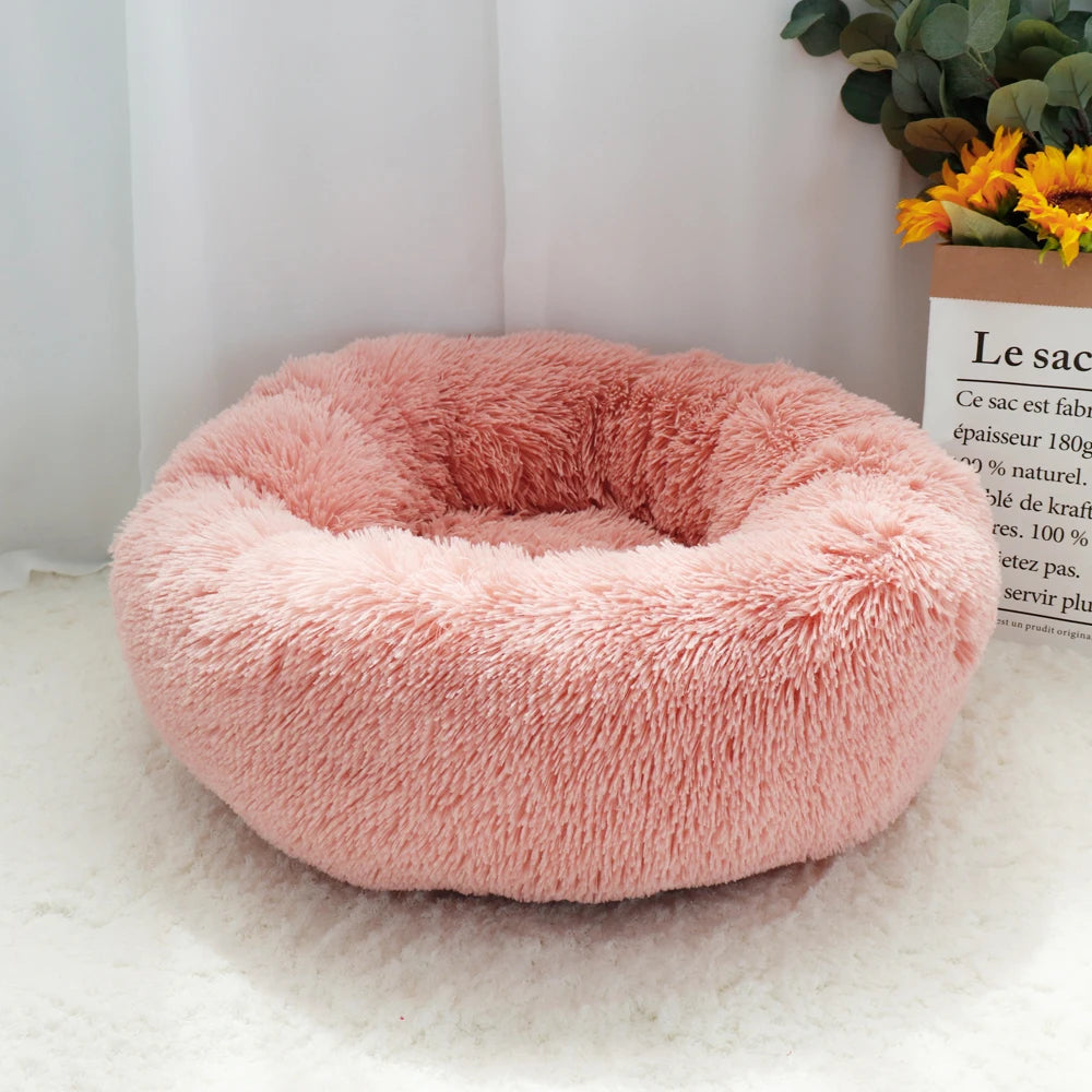 Pet Dog Bed – Warm Fleece Round Plush Sofa Cushion for Dogs & Cats