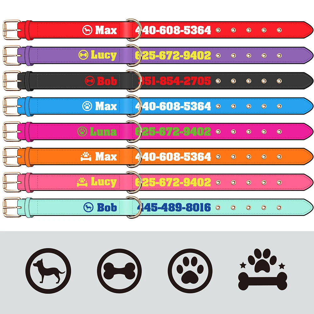 Custom Leather Dog Collar – Free Name & Number | Soft Padded & Adjustable