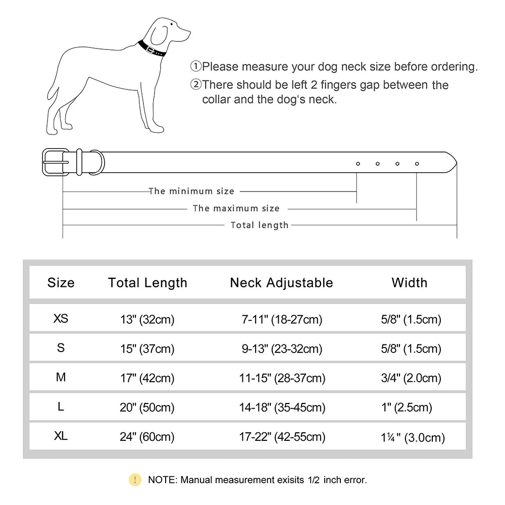 Custom PU Leather Dog Collar – Free Engraving | Adjustable Personalized Pet ID Tag for Small, Medium & Large Dogs