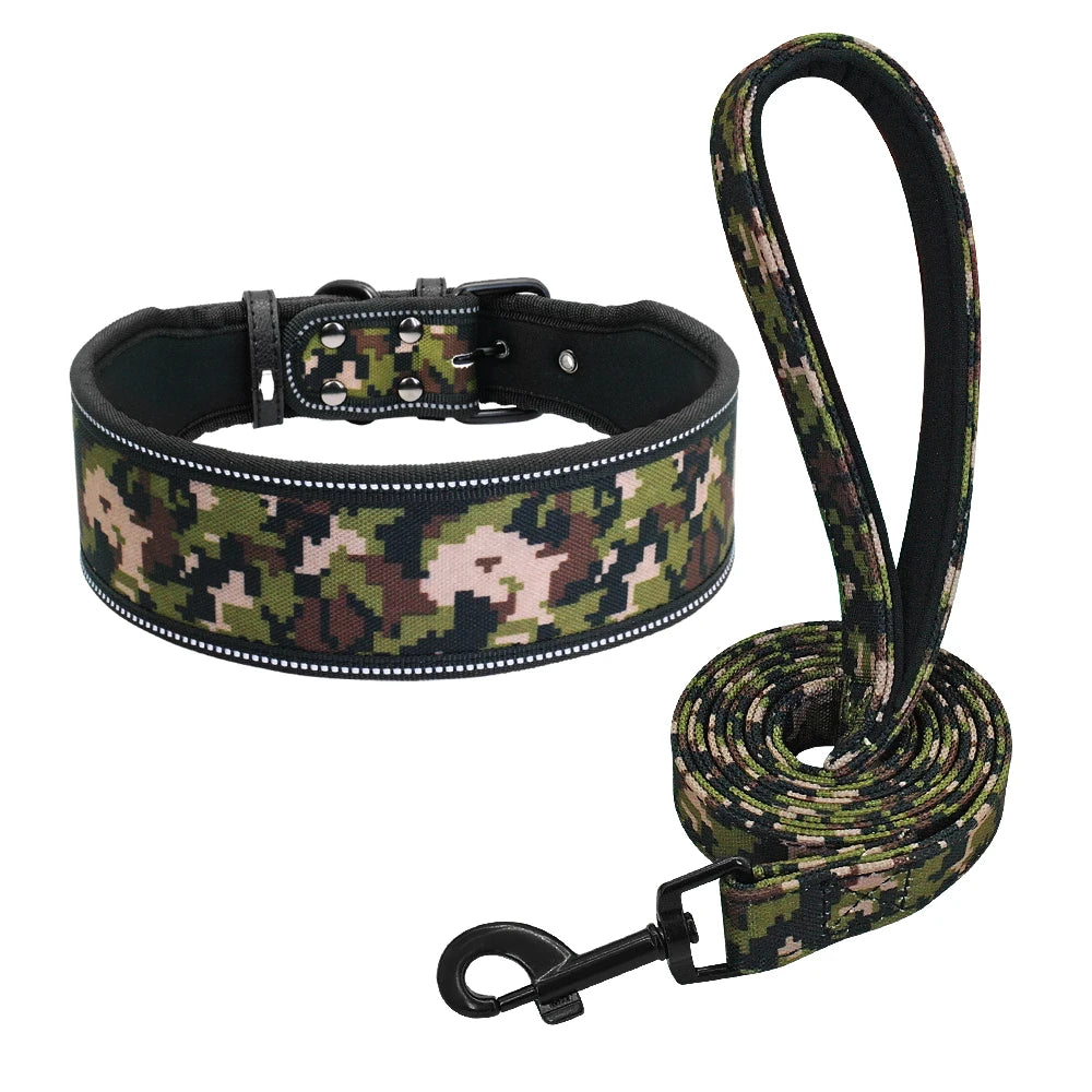 Reflective Padded Dog Collar & Leash Set – Fashionable, Adjustable, Comfortable