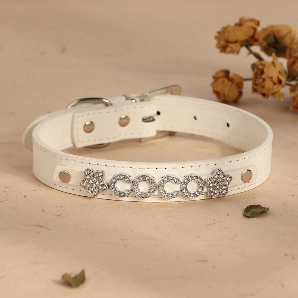 ✨ Personalized Bling Dog Collar & Leash Set – Custom Name with Rhinestones for Small & Medium Pets ✨