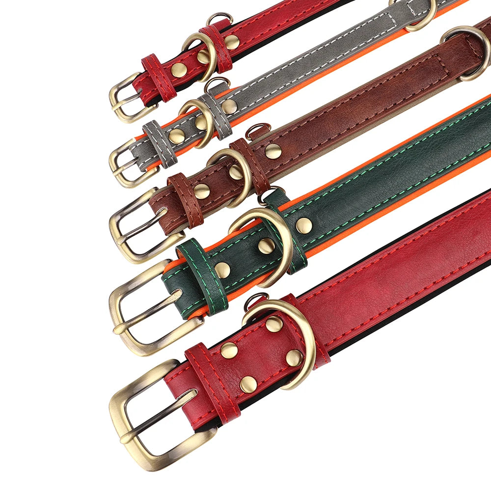 🐾 Personalized PU Leather Dog Collar – Custom Engraved Nameplate ID Tag 🐶