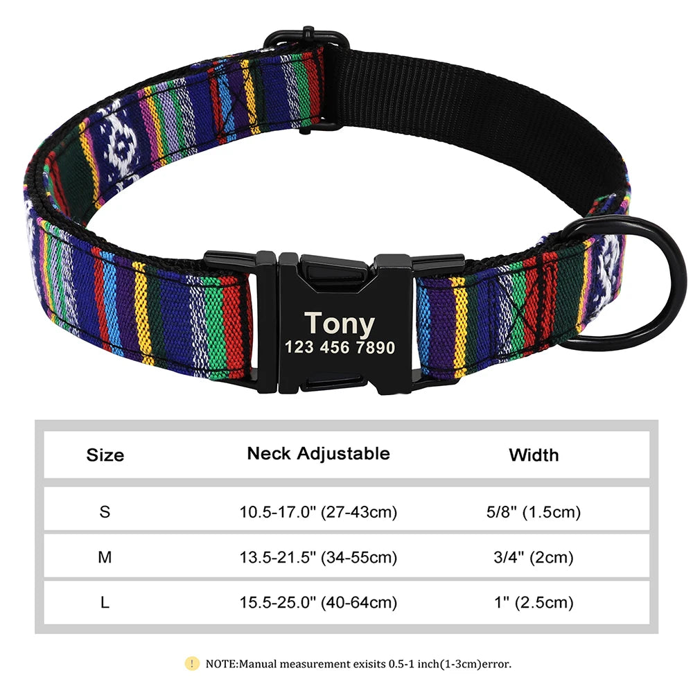 Personalized Dog Collar – Nylon Printed with Free Engraved ID Tag