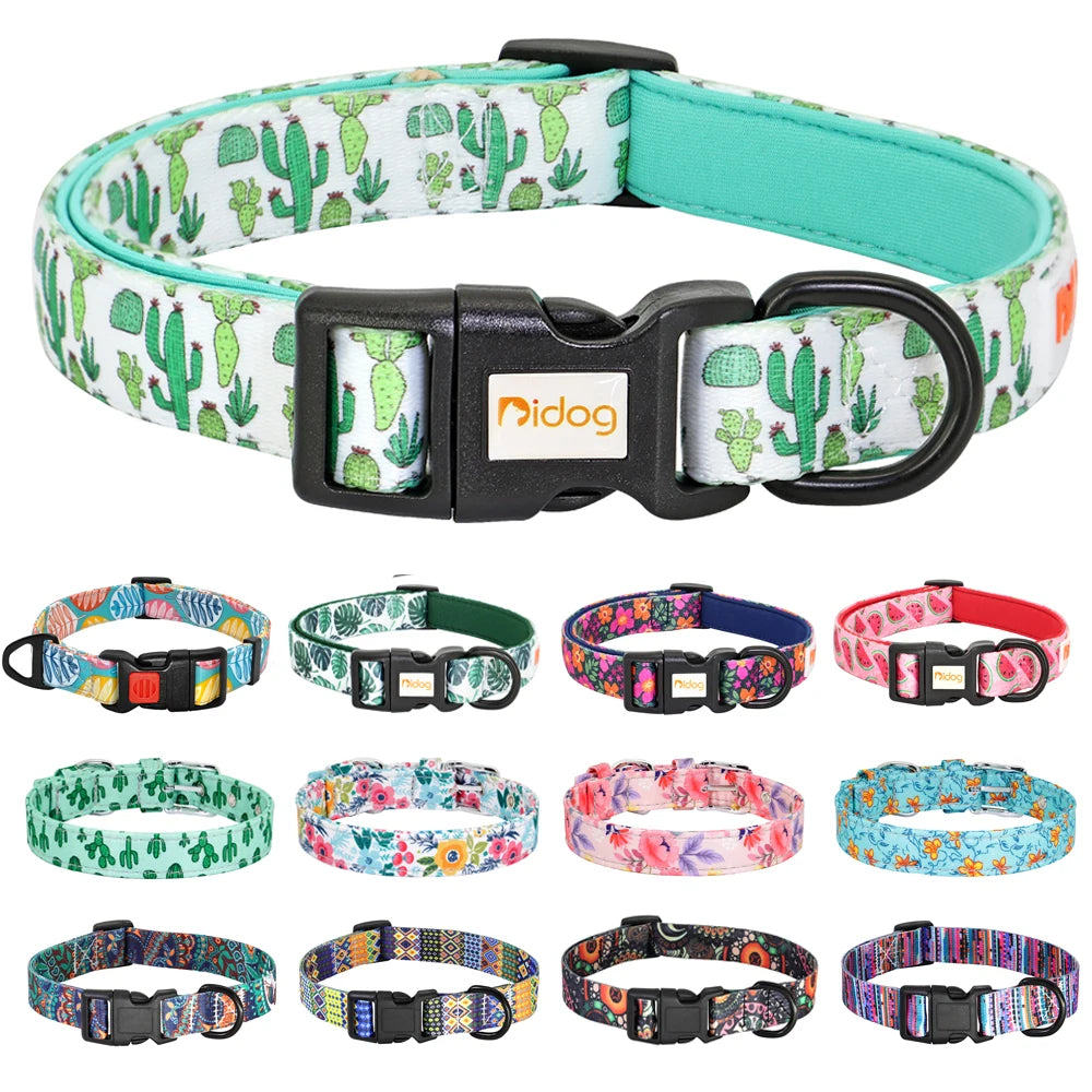 Nylon Custom Dog Collar & Leash Set with Personalized Leather Nameplate – Adjustable ID Tag for Small, Medium & Large Dogs