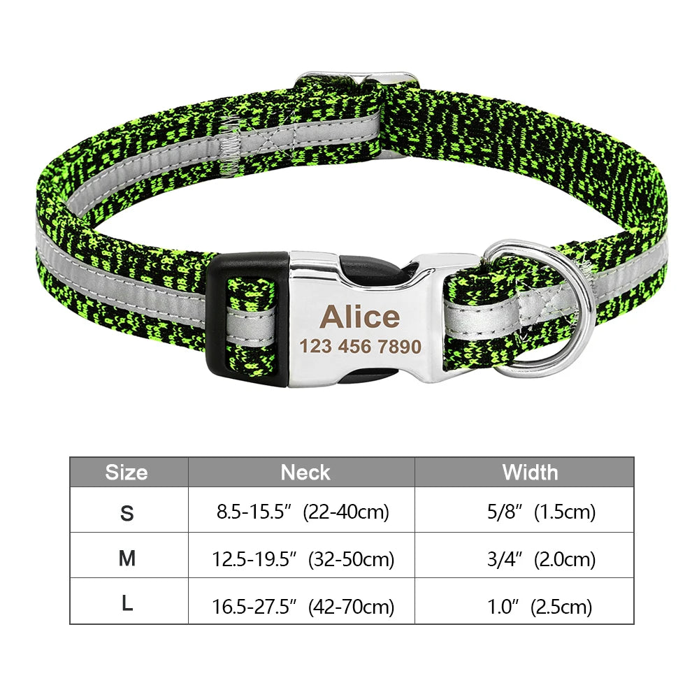 Adjustable Personalized Dog Collar – Custom Engraved Nylon Pet ID Collar | For Small, Medium & Large Dogs