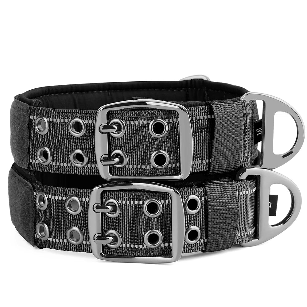 Tactical Military Dog Collar – Adjustable Nylon Training Collar with Handle for Medium & Large Dogs