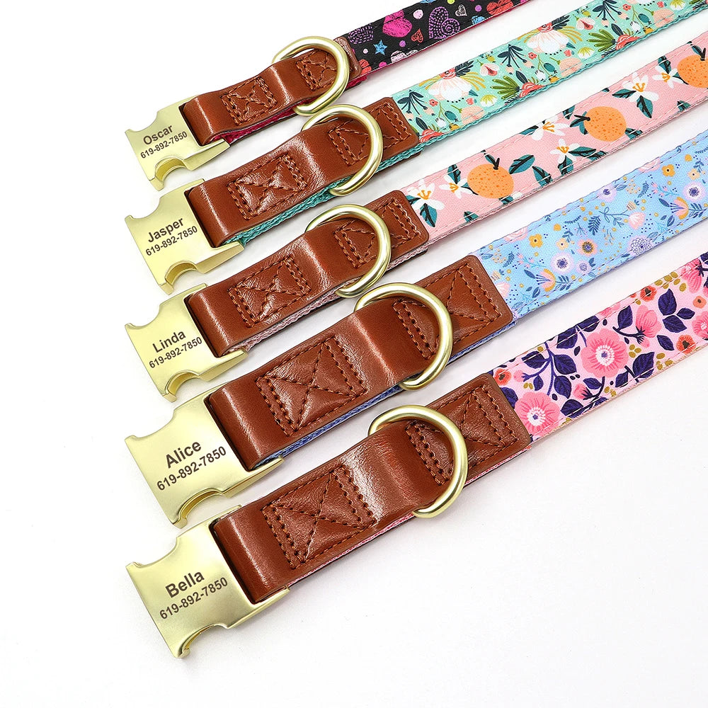 Personalized Dog Collar – Engraved Nylon &amp; PU Leather with Custom ID Tag