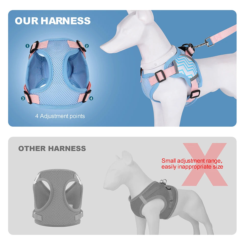 Reflective Dog Harness And Leash Set Adjustable Pet Puppy Harness Vest For Small Medium Dogs Walking Dog Accessories 150cm Leash
