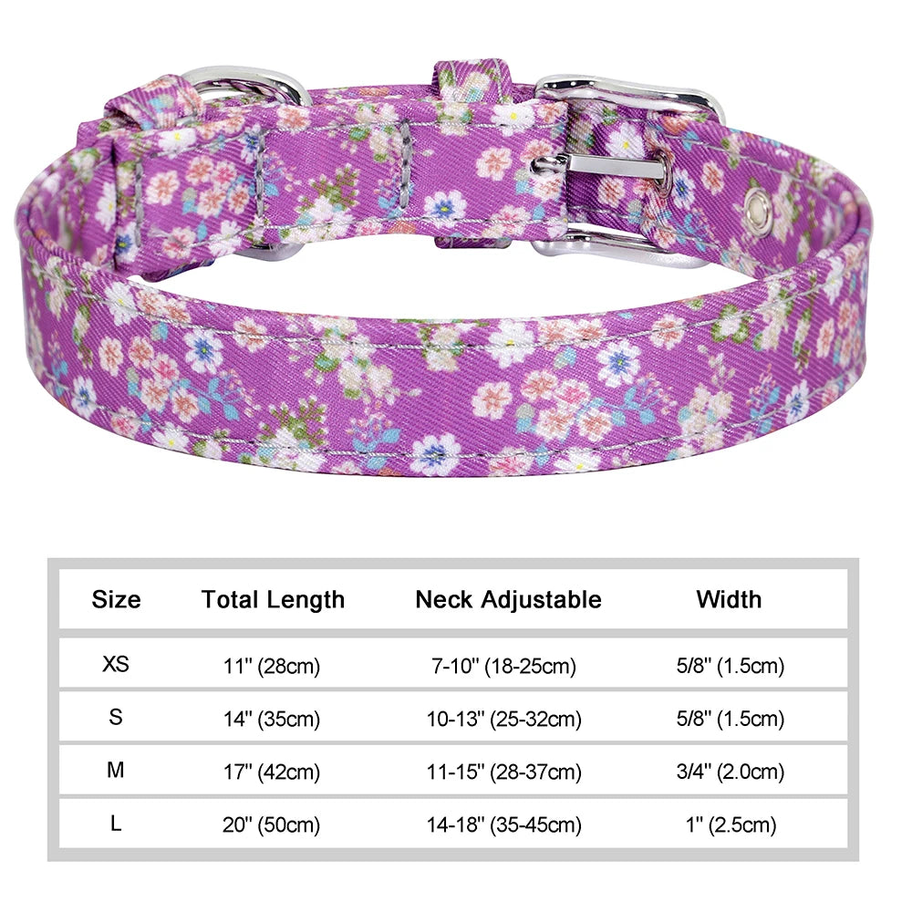 12 Styles Nylon Floral Printed Dog Collar – Bohemian Adjustable Small Puppy & Cat Collar – Chihuahua Pet Supplies Accessories