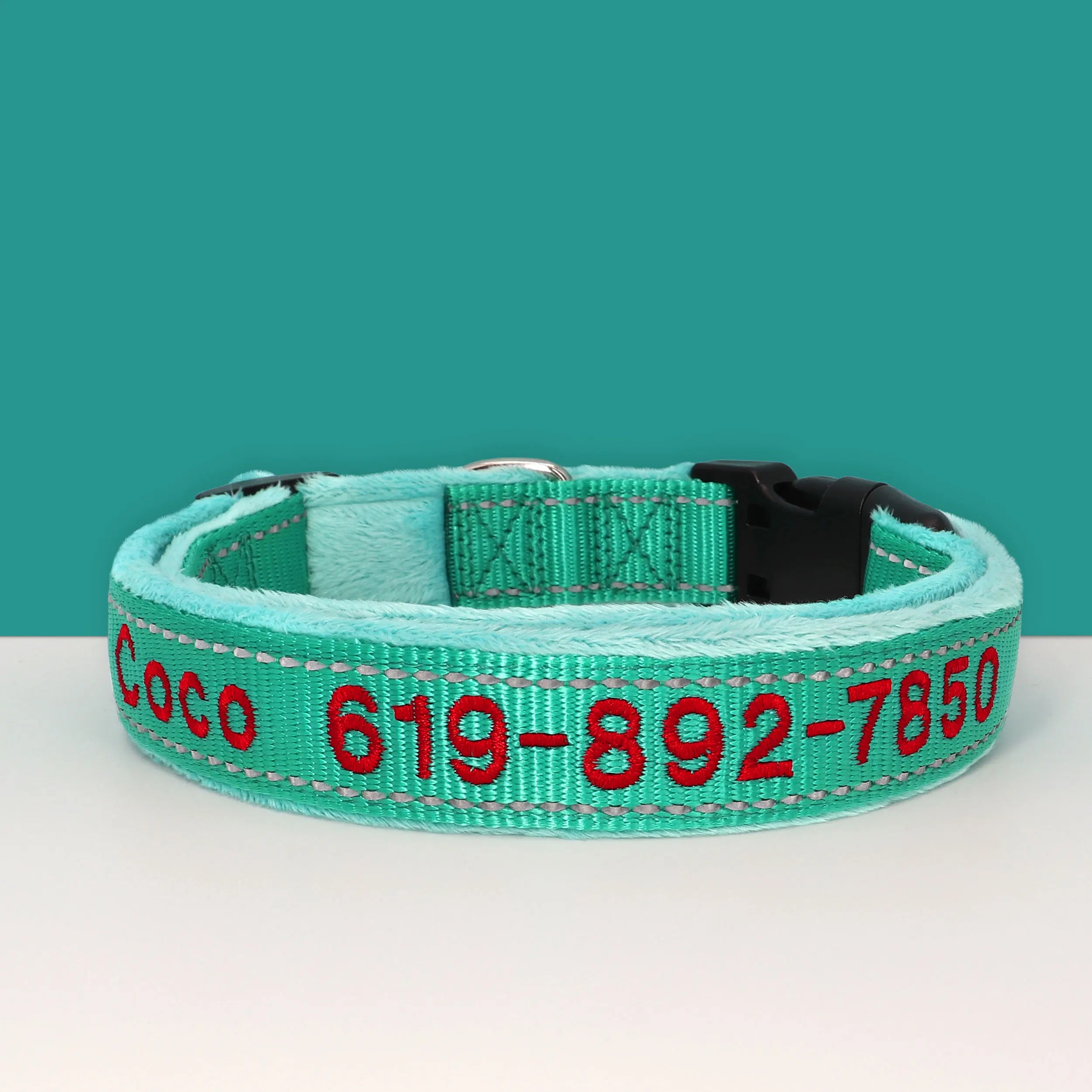 Personalized Embroidered Dog Collar – Reflective Nylon Adjustable ID Collar with Custom Name & Phone Number for Small, Medium & Large Dogs
