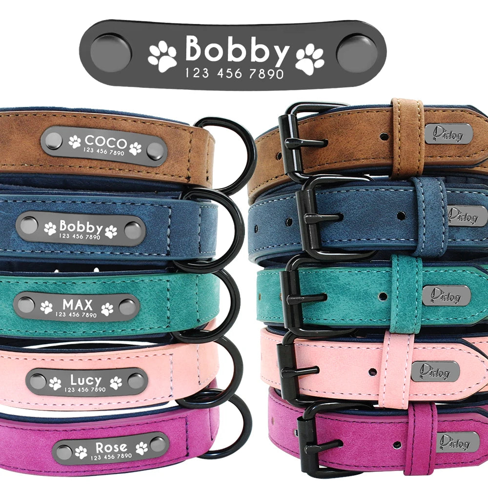 Custom Leather Dog Collar – Personalized with Free Engraving | XS–XXL Sizes