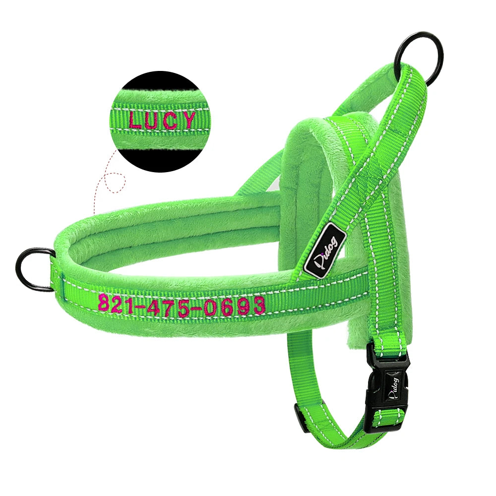 Soft Customized Dog Harness – Embroidered Nylon Padded Vest for Small, Medium & Large Dogs (Free Name & Phone Number)
